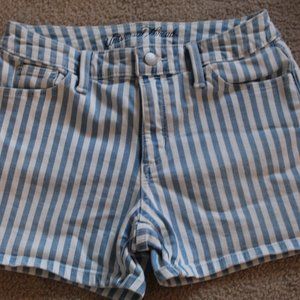 Juniors striped denim shorts